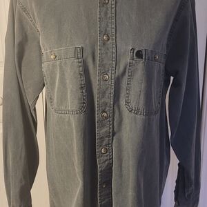 CARHARTT Mineral Wash Button-Front Shirt, EUC, M, Grayish Black w/Denim Feel